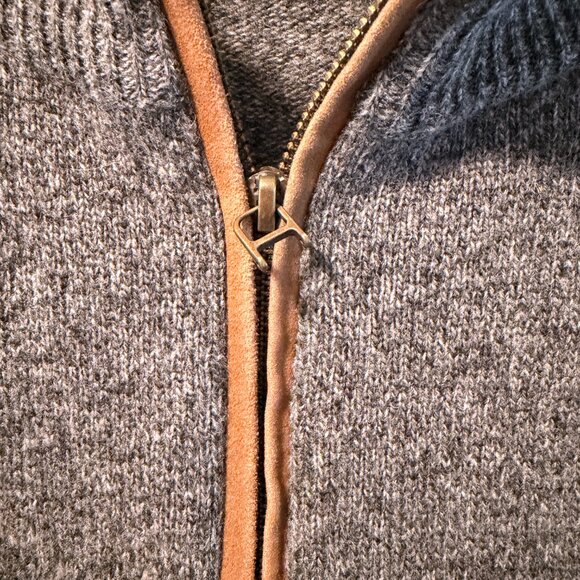 Vineyard Vines Shep & Ian Wool Quarter Zip Sweater L Charcoal Suede Elbow - Picture 3 of 7